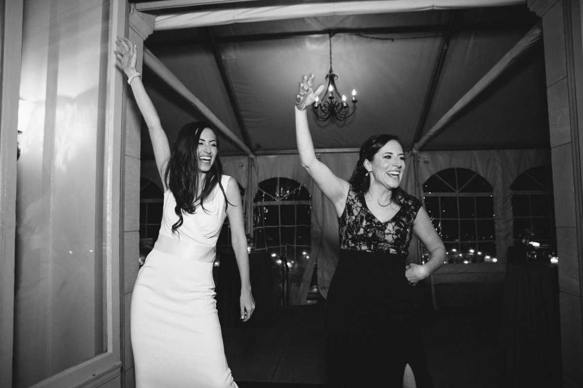 Cairnwood Estate Wedding Byrn Athyn PA Pennsylvania Wedding Bride Bridal Portrait First look Bride and groom black and white silly dancing candid