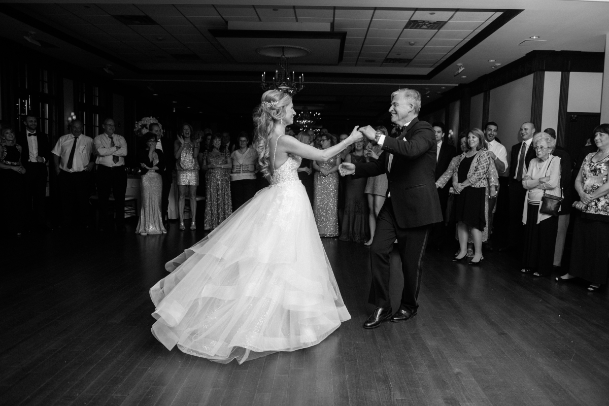 the mansion at oyster bay wedding woodbury nj ny new york wedding photography father daughter dance reception black and white