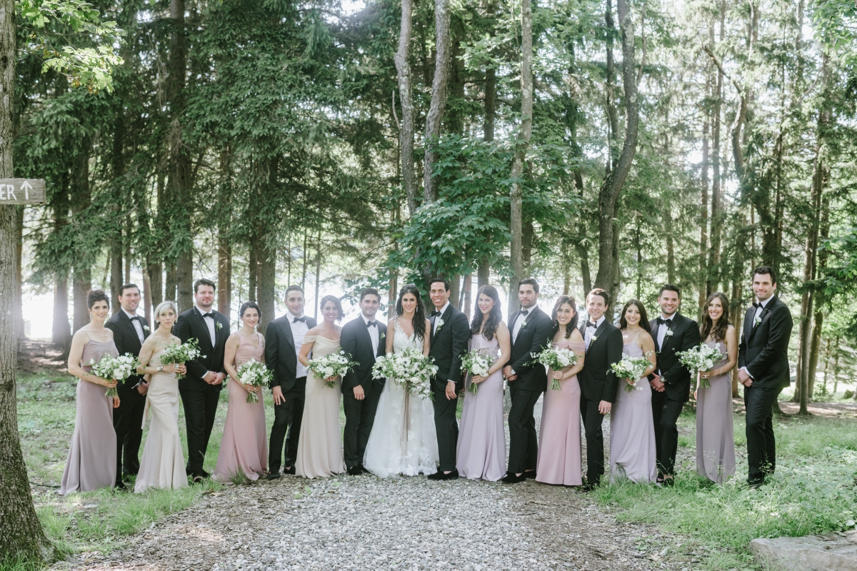 Cedar Lakes Estate Summer Wedding Port Jervis NY Camp Inspired Wood Forest Trees Greenery Just married Golf Cart happy love golden light bright lake details faye and renee flowers florals rustic barn bride bridal bouquet bridal party bridesmaids fun laughter blush tones groomsmen bridal party