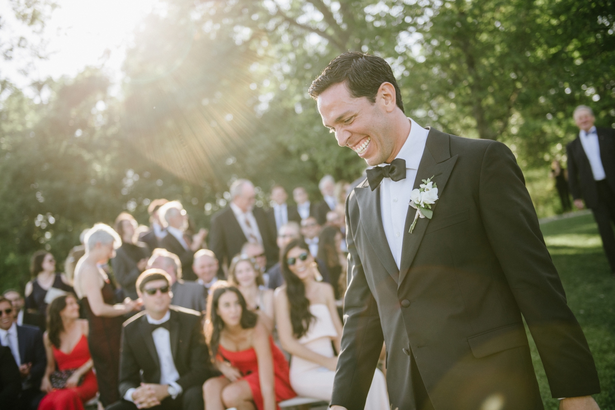 Cedar Lakes Estate Summer Wedding Port Jervis NY Camp Inspired Wood Forest Trees Greenery Just married Golf Cart happy love golden light bright lake details faye and renee flowers florals rustic barn candid groom ceremony happy sunlight