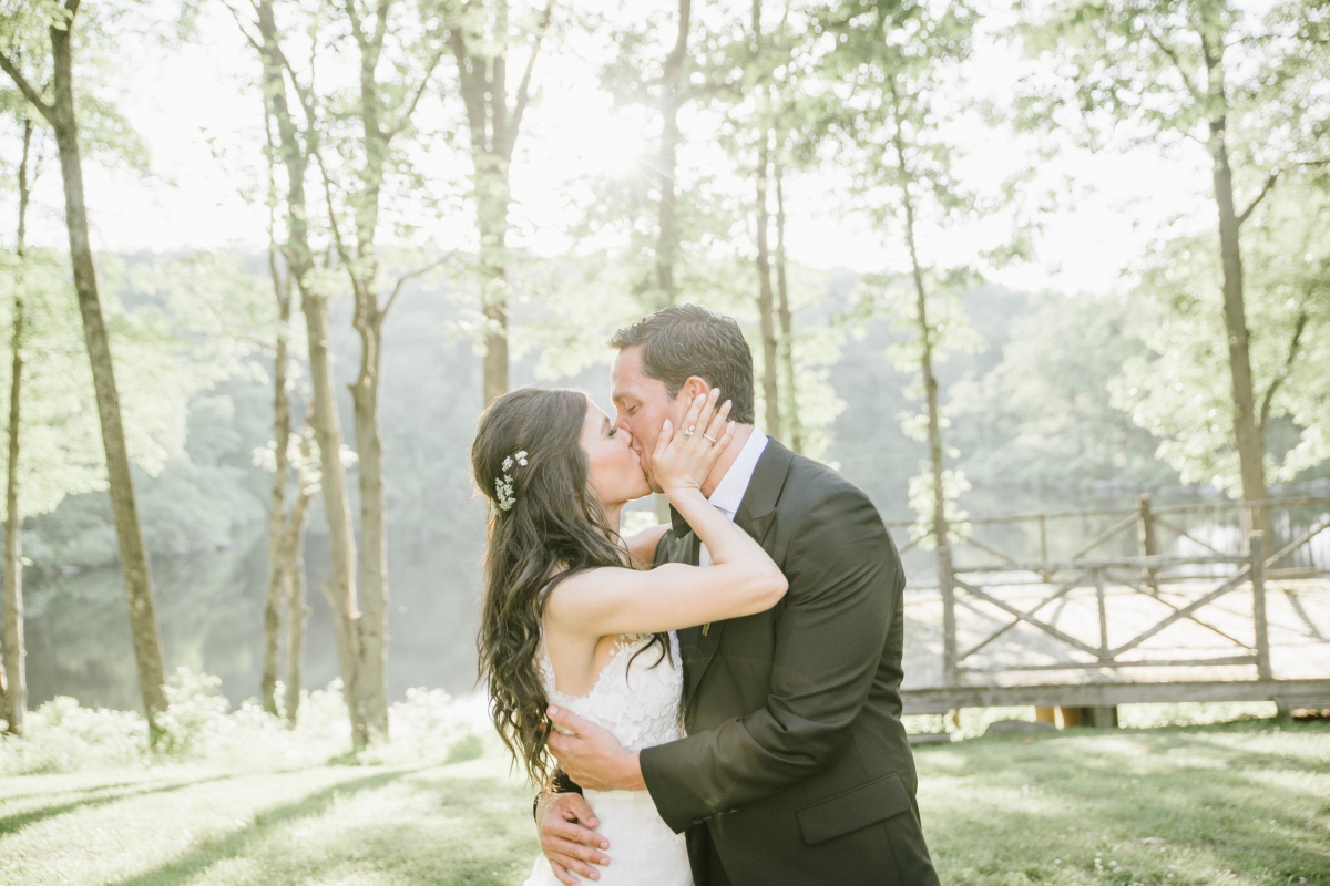 Cedar Lakes Estate Summer Wedding Port Jervis NY Camp Inspired Wood Forest Trees Greenery Just married Golf Cart happy love golden light bright lake happy candid bride and groom