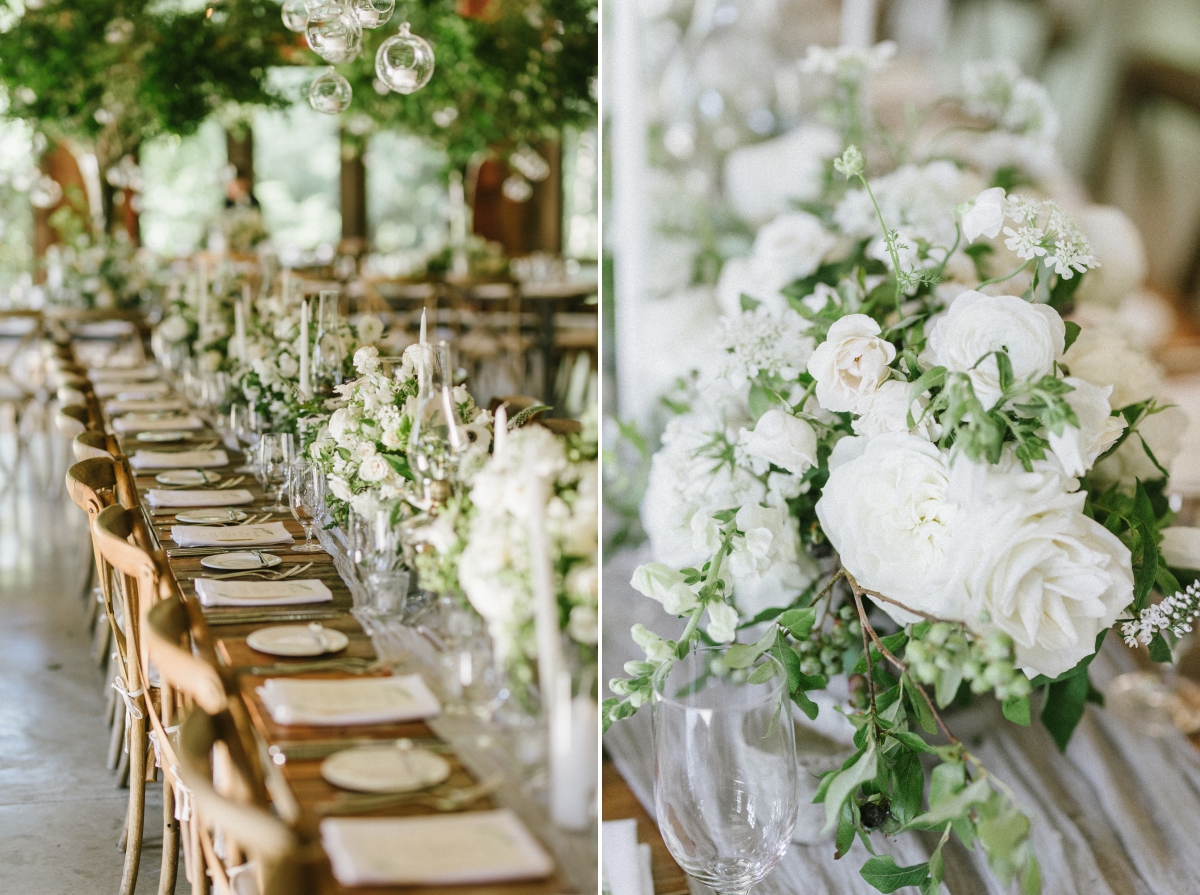 Cedar Lakes Estate Summer Wedding Port Jervis NY Camp Inspired Wood Forest Trees Greenery Just married Golf Cart happy love golden light bright lake details faye and renee flowers florals rustic barn table setting centerpiece