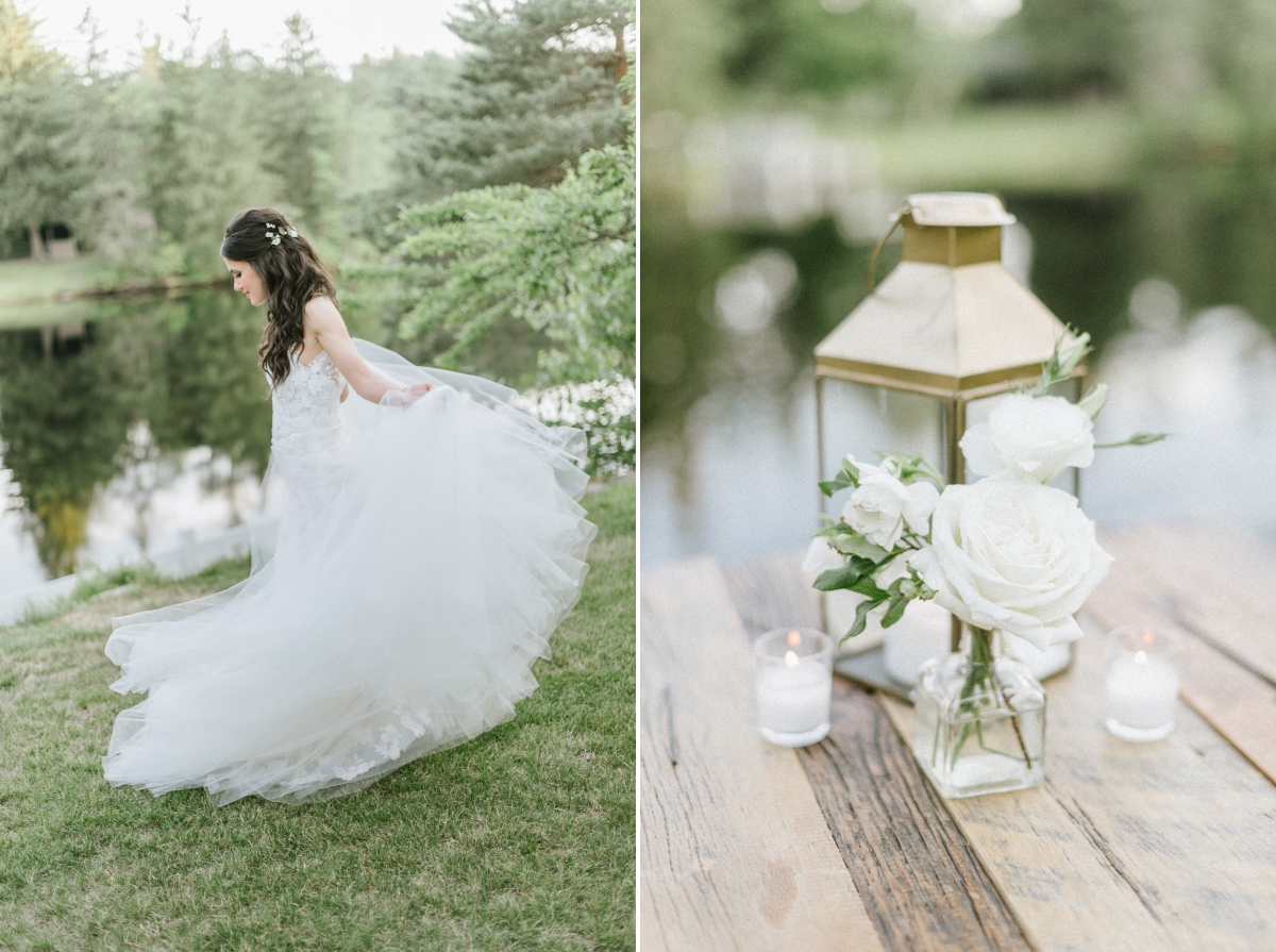 Cedar Lakes Estate Summer Wedding Port Jervis NY Camp Inspired Wood Forest Trees Greenery Just married Golf Cart happy love golden light bright lake details faye and renee flowers florals rustic barn lantern centerpiece bride cute candid