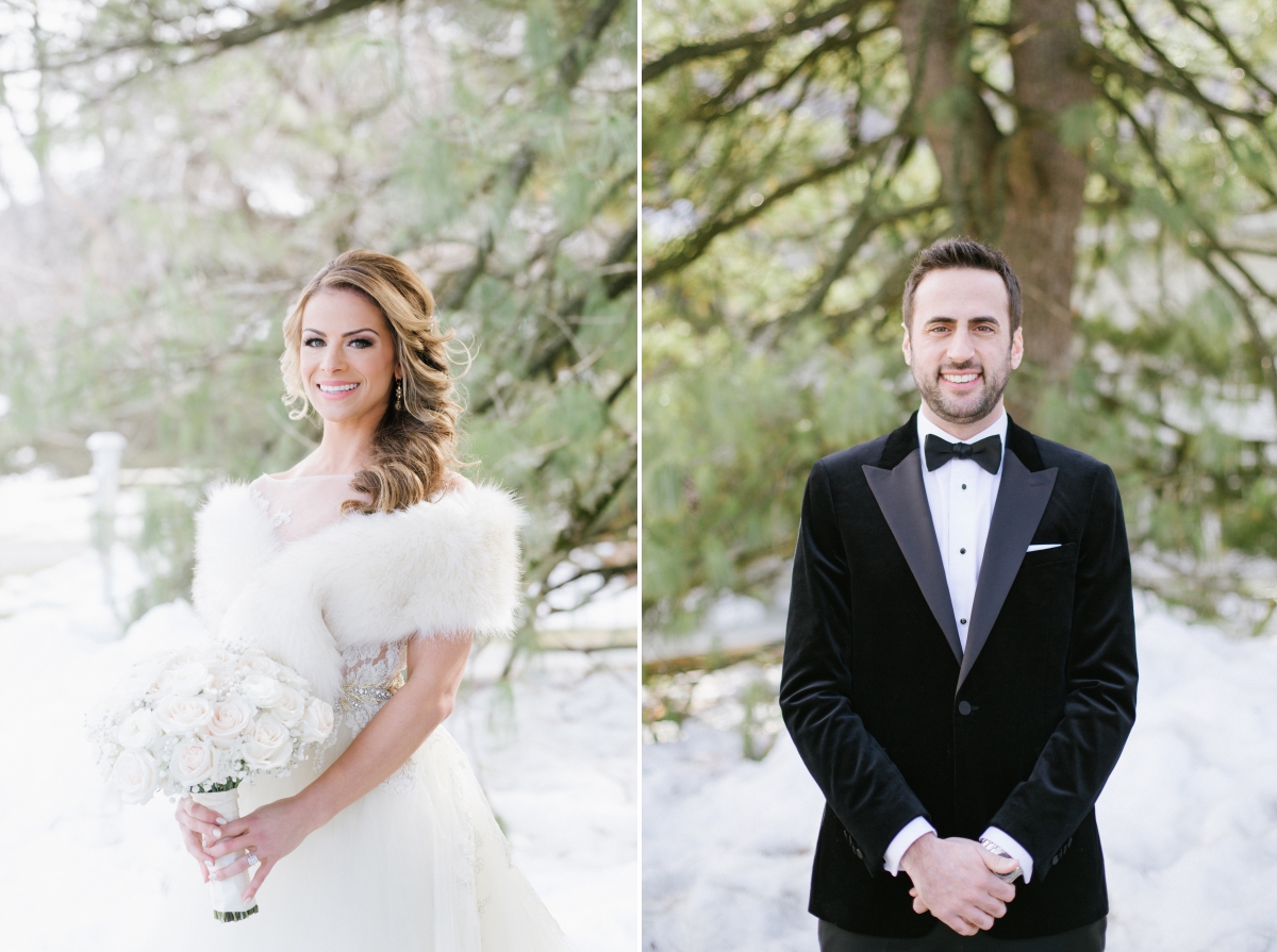 Indian Trail Club Franklin Lakes NJ Photography Bridal Bride Groom Portraits Bouquet Winter Wedding Greenery Portraits Happy