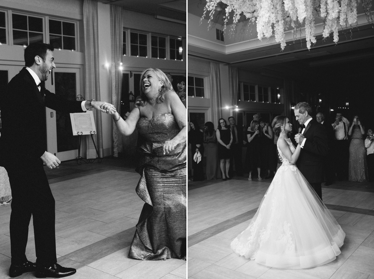 Indian Trail Club Franklin Lakes NJ Photography Bride Groom Reception Winter Wedding just married Jewish Wedding dancing black and white
