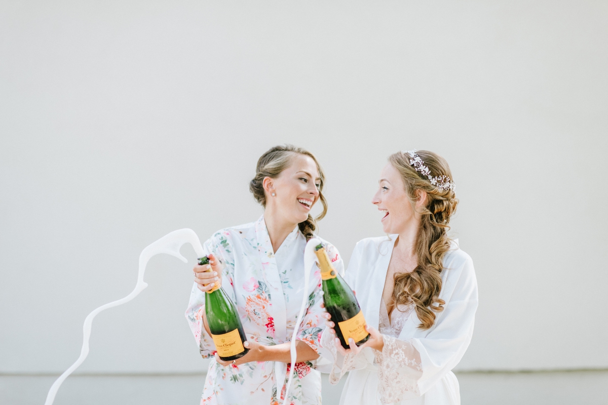 The Ryland Inn Whimsical Wedding July Summer Whitehouse Station NJ details bridal prep hanging chair modern clean white junior bridesmaid maid of honor pop champagne happy candid