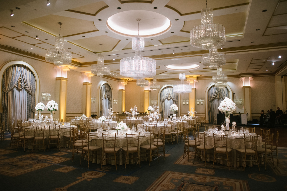 The Grove NJ Elegant Wedding Classic Glam Black White Gold Pink Color Scheme Black Tie New Jersey Love Bride Groom Marble Staircase reception mr and mrs sweetheart table flowers reception room