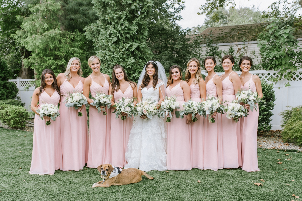 bridesmaids bouquets dog of honor blush pink ashford estate timeless wedding classic nj new jersey allentown love 
