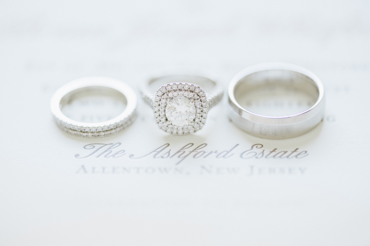 Rings engagement ring wedding band Grand Elegant Classic Garden Theme Weddings of Distinction Merrimaker Caterers Ashford Estate Summer Wedding by Gilded Lilly Events