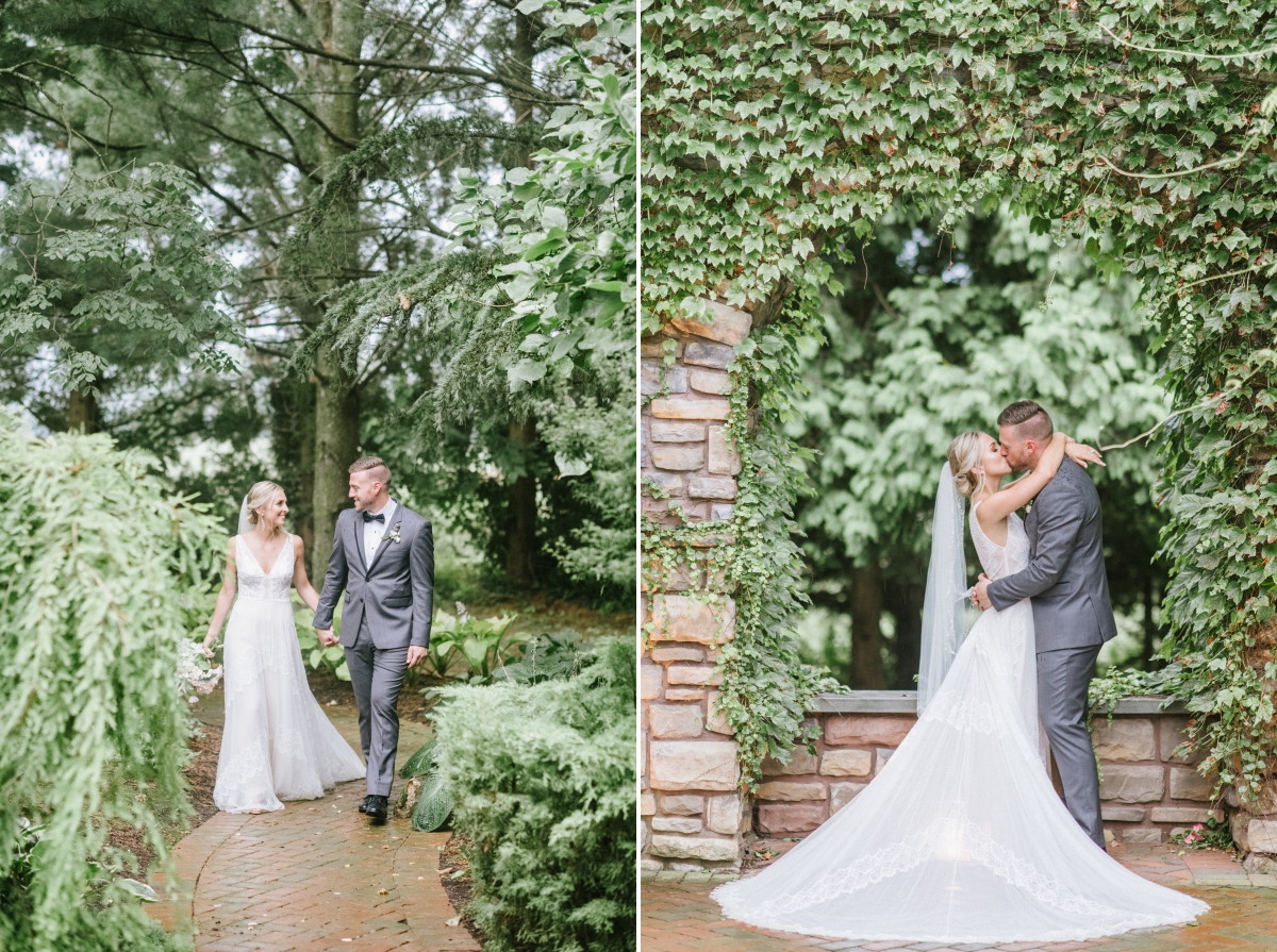 Vines Brick Happy Candid Bride and Groom trees portraits cute Grand Elegant Classic Garden Theme Weddings of Distinction Merrimaker Caterers Ashford Estate Summer Wedding by Gilded Lilly Events