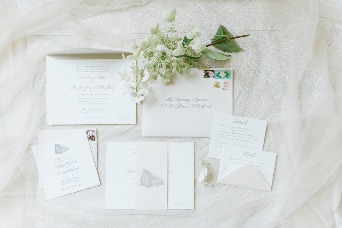 Invitation Suite Grand Elegant Classic Garden Theme Weddings of Distinction Merrimaker Caterers Ashford Estate Summer Wedding by Gilded Lilly Events