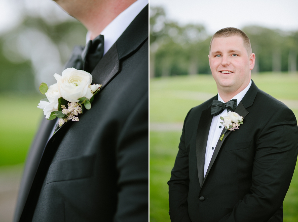 groom portraits boutineer Edgewood Country Club Wedding Blushtones