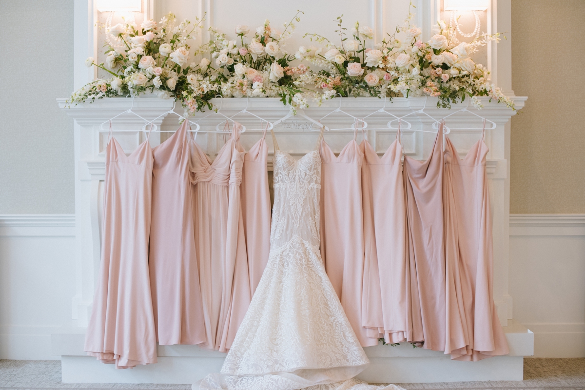 bride bridal gown pinks flowers Edgewood Country Club Wedding Blushtones