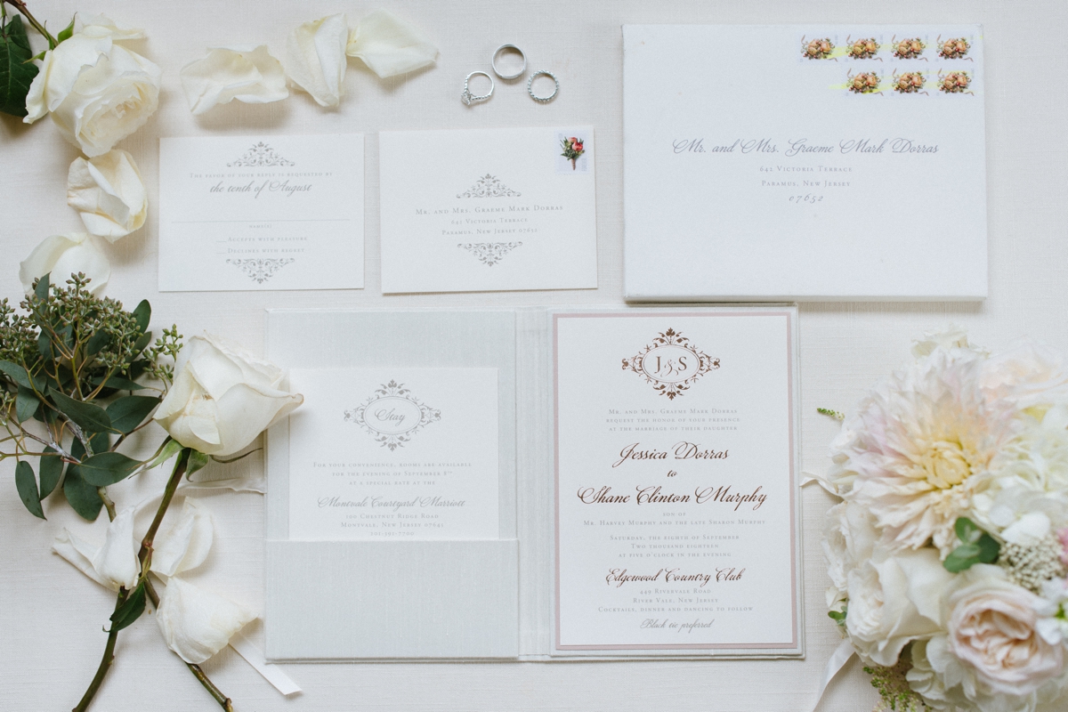 invitations stationary rings Edgewood Country Club Wedding Blushtones
