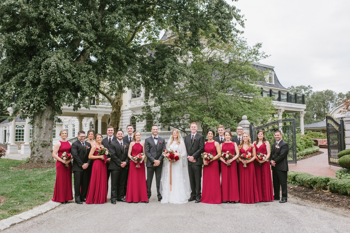 bridal party Ashford Estate Fall Wedding faye and renee florals flowers fountain elegant classic clean and modern estate mansion