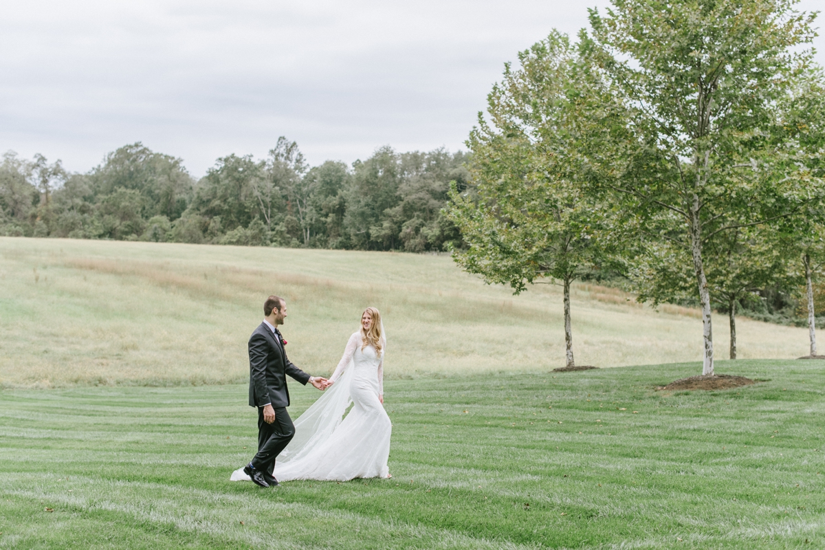 meadow landscape wide bride and groom Ashford Estate Fall Wedding faye and renee florals flowers fountain elegant classic clean and modern estate mansion