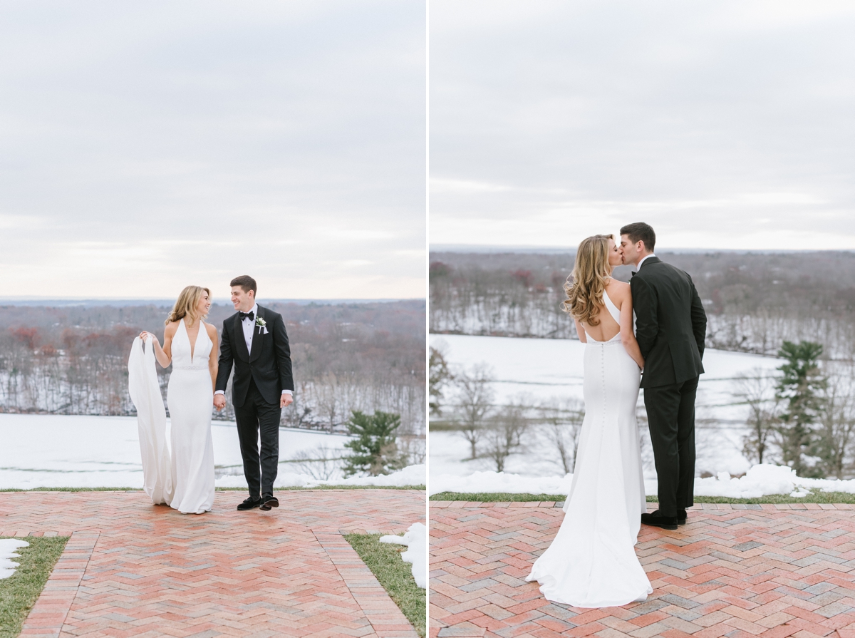 bride and groom outdoors mountaintop Natirar 90 acres Mansion wedding peapack NJ new jersey lush greenery 