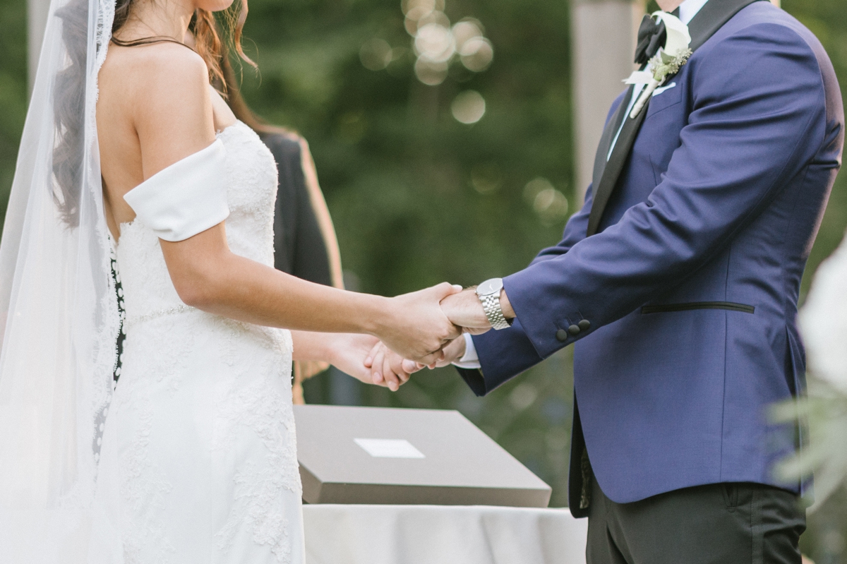ceremony holding hands bride and groom forever invitations TPC Jasna Polana Golf Course Wedding beautiful elegant timeless new jersey wedding photography