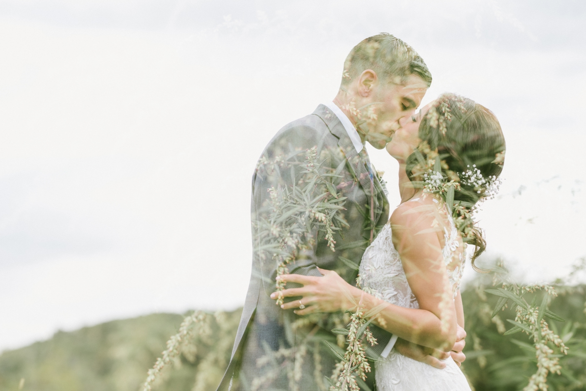 double exposure bride and groom kiss Azul by Liancarlo Bear Brook Valley Wedding