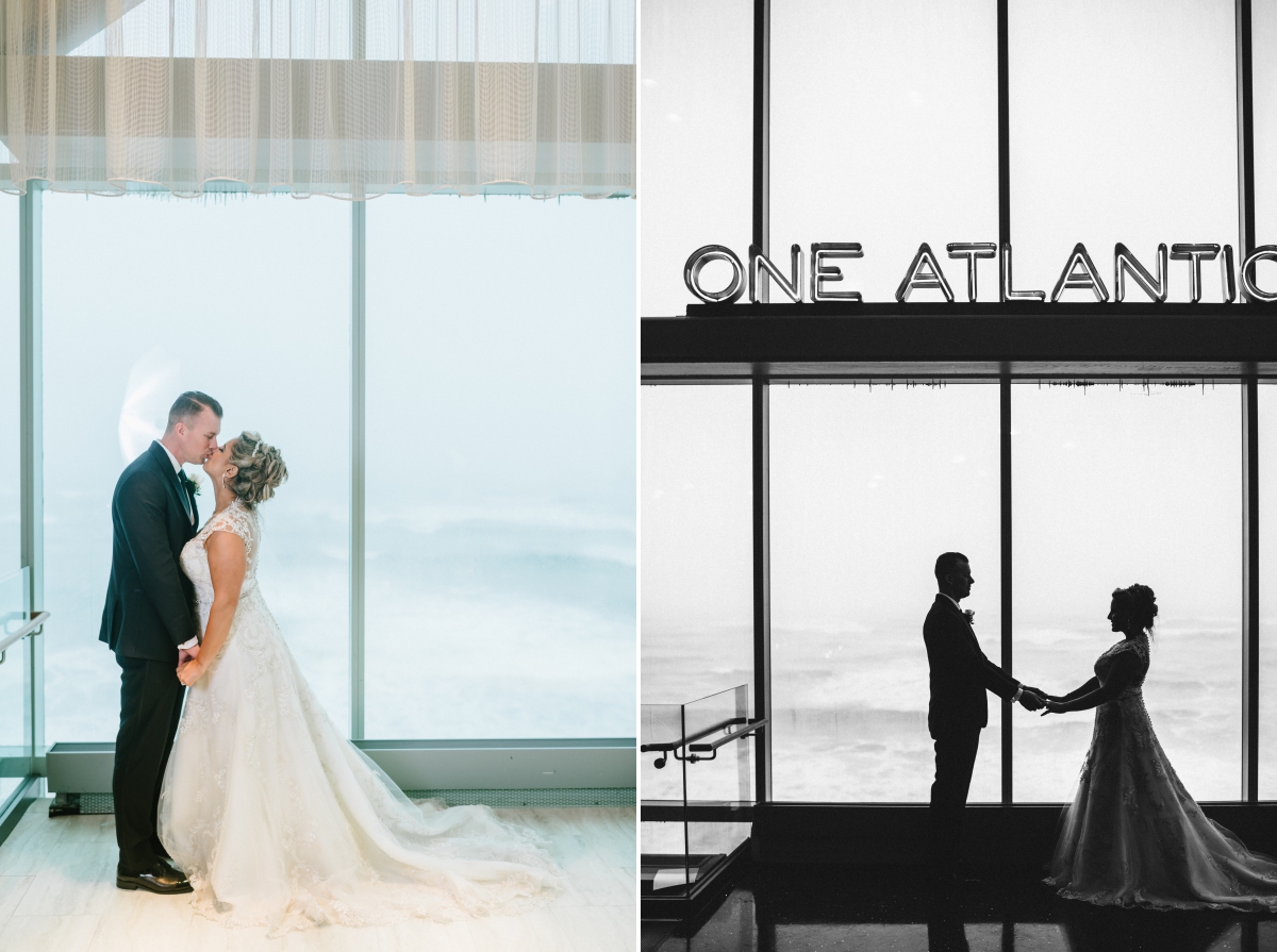 One Atlantic Wedding Atlantic City New Jersey bride and groom silhouette 