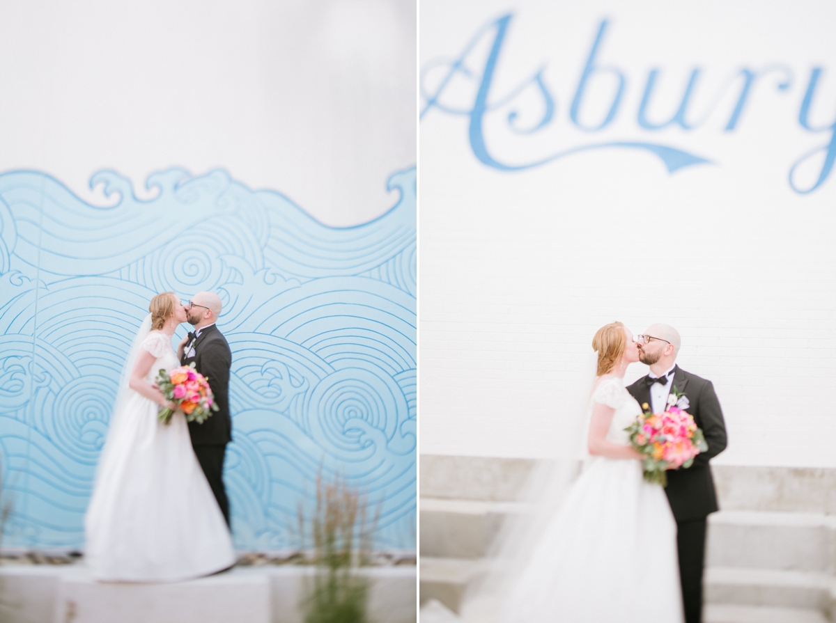Fun and Playful Asbury Park Wedding at the Berkeley Oceanfront Hotel Bride and Groom Kissing