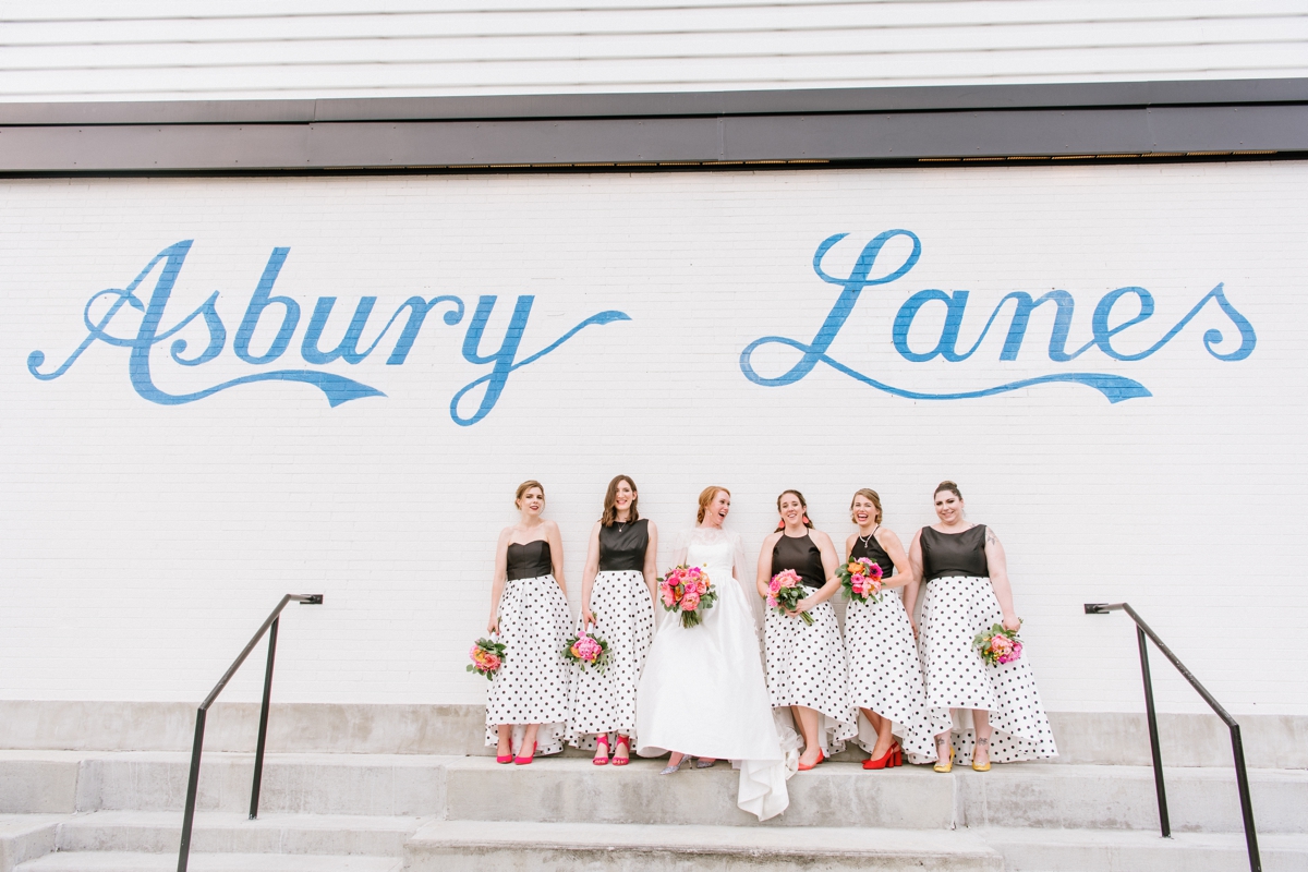 Fun and Playful Asbury Park Wedding at the Berkeley Oceanfront Hotel Bridesmaids by Asbury Lanes