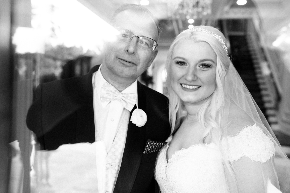 Bride with dad at the Ashford estate