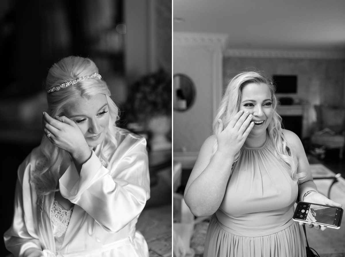 Bride crying at the Ashford estate