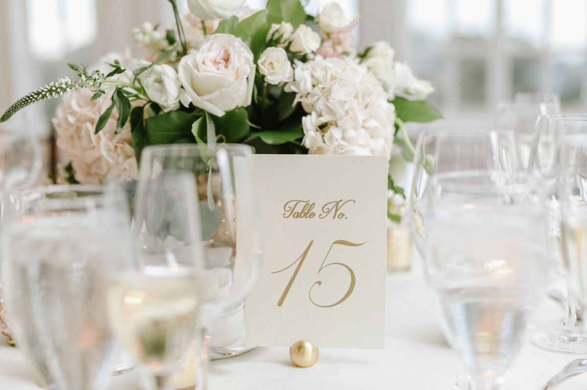 Coastal Bay Head Yacht Club fall wedding reception table numbers
