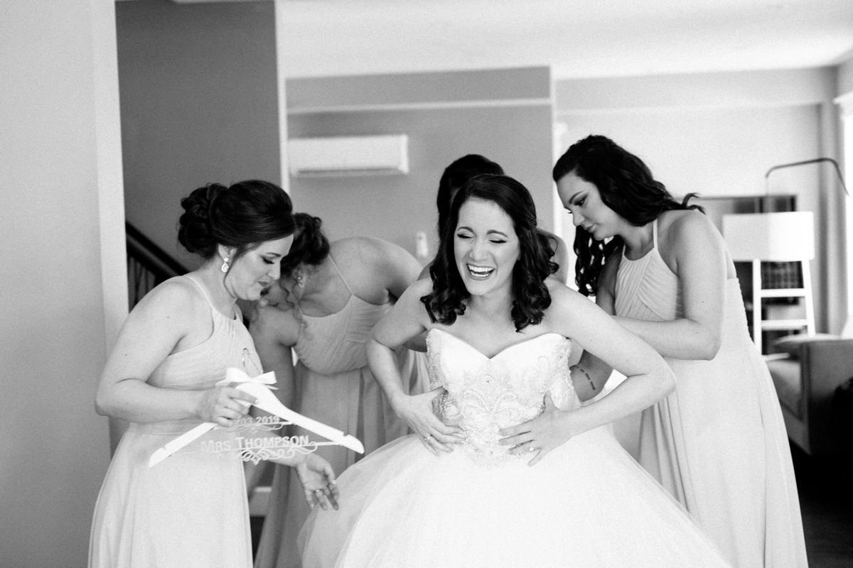 A Fun and Playful wedding at the Ryland Inn Coach House bride getting ready
