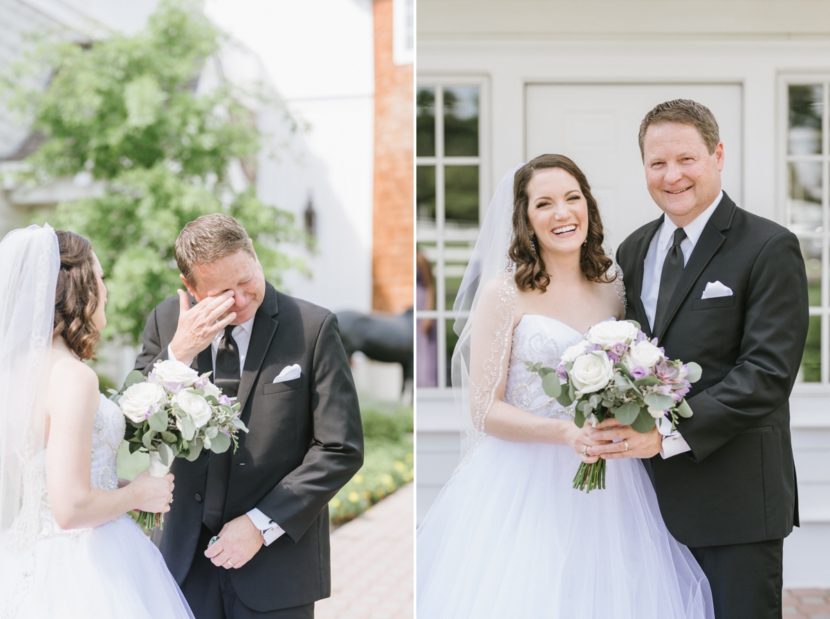 A Fun and Playful wedding at the Ryland Inn Coach House Bride and Dad first look