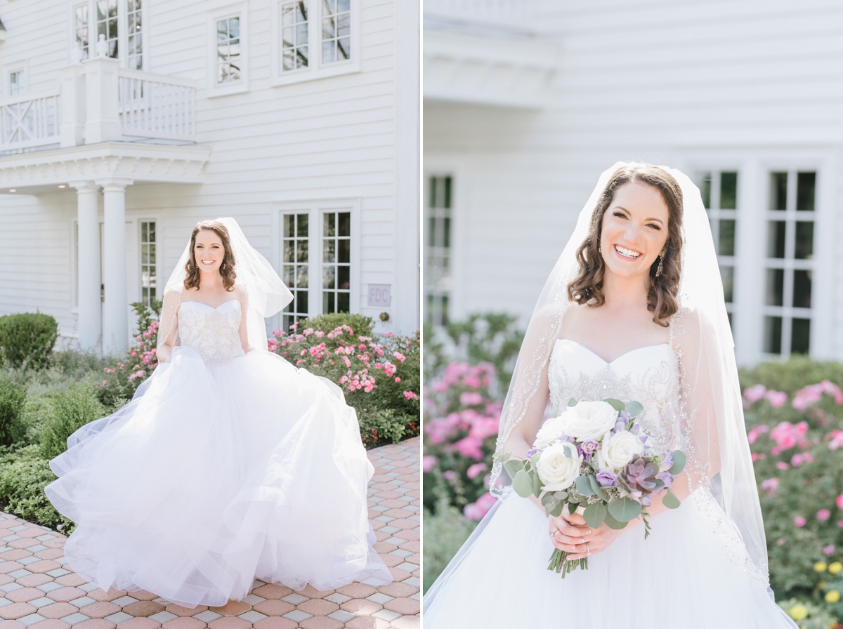A Fun and Playful wedding at the Ryland Inn Coach House bride outdoors