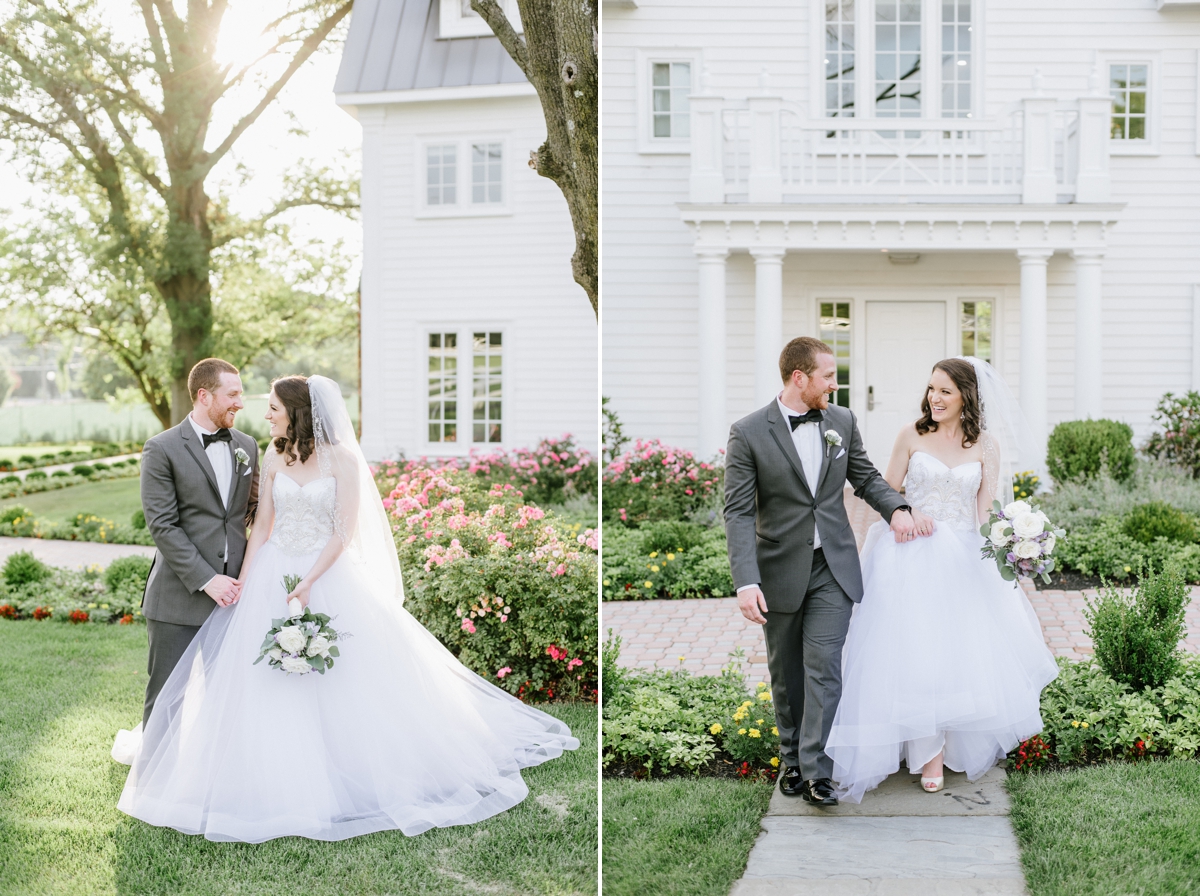 A Fun and Playful wedding at the Ryland Inn Coach House bride and groom outside