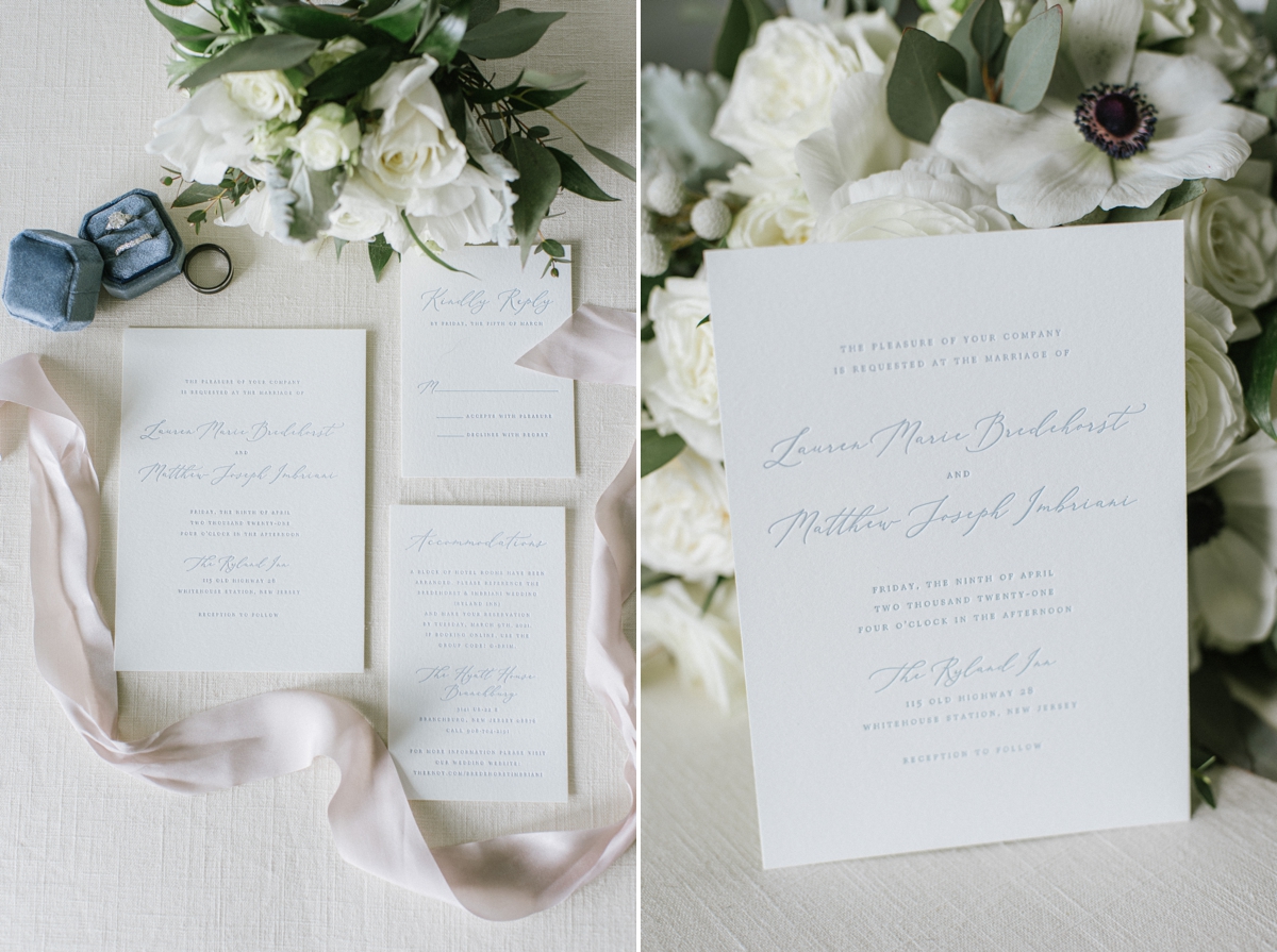 New Jersey wedding photography and Video - Wedding Invitation at the Ryland Inn 