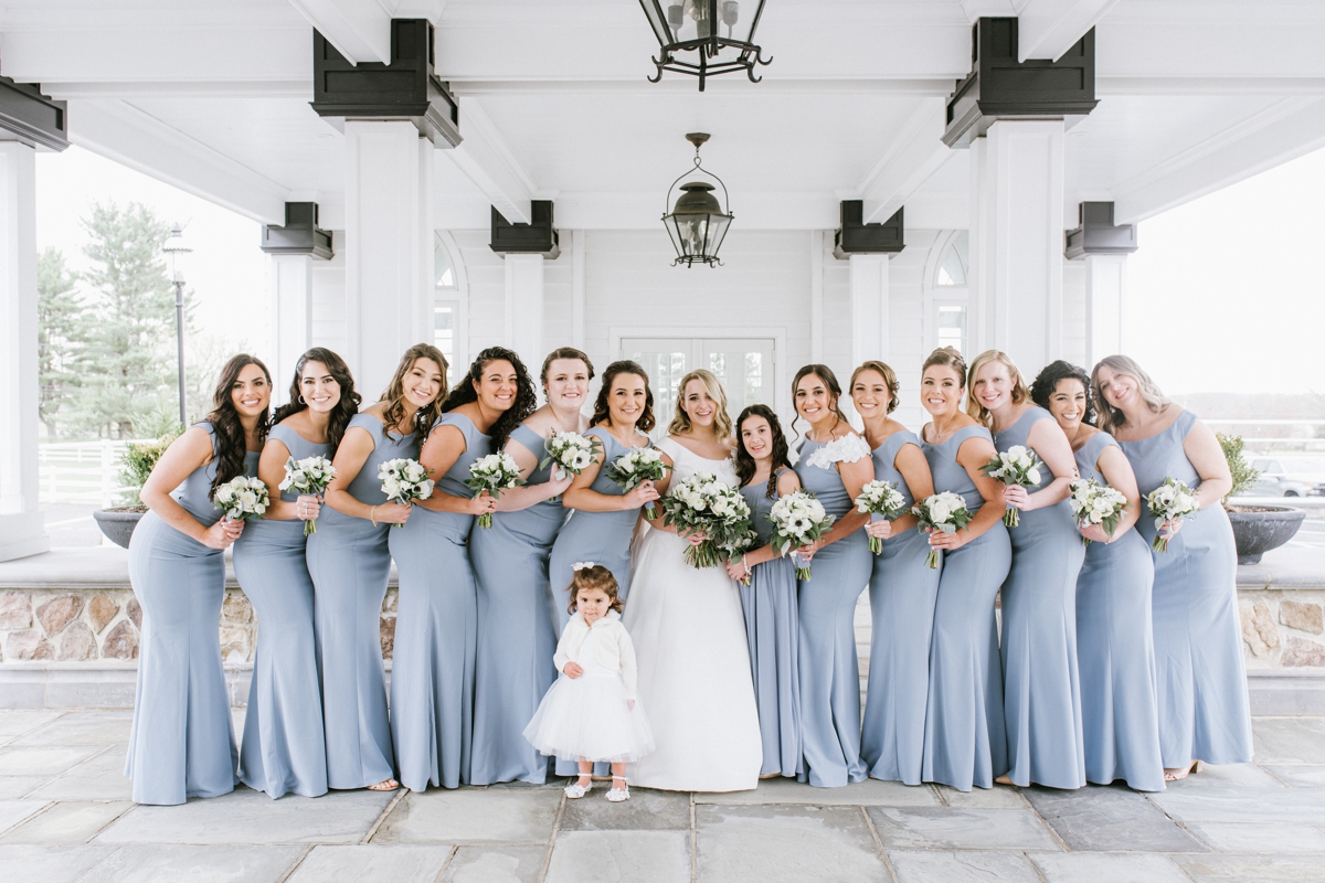 Dusty Blue bridesmaids at the Ryland inn in New Jersey