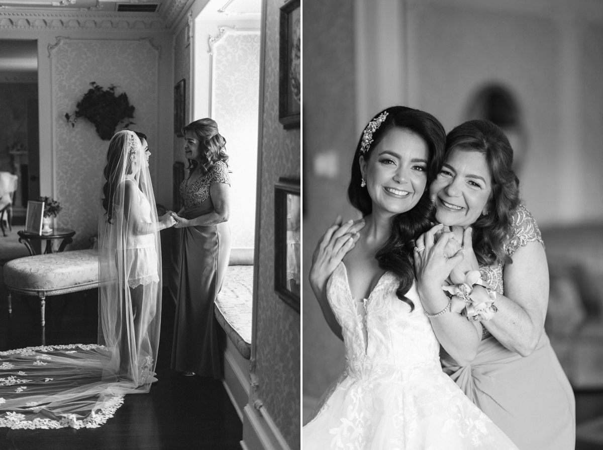 Weddings-of-distinction-Ashford-Estate-summer-wedding-bride-mom-black-and-white