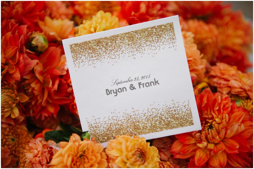 orange and gold wedding invitation