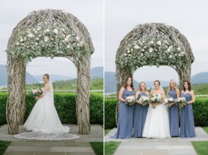 The Garrison NY Wedding Upstate NY NJ Rustic Details first look bride bridal party bridesmaids portraits archway florals flowers
