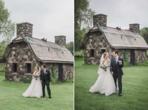 The Garrison NY Wedding Upstate NY NJ Rustic Details first look bride and groom portraits greenery trees rustic stone building