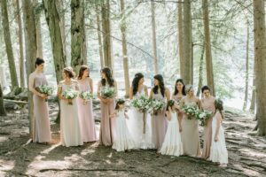 Cedar Lakes Estate Summer Wedding Port Jervis NY Camp Inspired Wood Forest Trees Greenery Just married Golf Cart happy love golden light bright lake details faye and renee flowers florals rustic barn bride bridal bouquet bridal party bridesmaids fun laughter blush tones