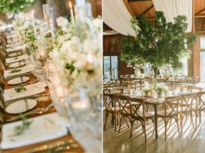 Cedar Lakes Estate Summer Wedding Port Jervis NY Camp Inspired Wood Forest Trees Greenery Just married Golf Cart happy love golden light bright lake details faye and renee flowers florals rustic barn table setting centerpiece drapes
