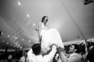 Hora Chair Lift Reactions Black and White Dancing Reception Happy Candid Rhode Island Wedding Destination Newport New England Mount Hope Farm Summer Summertime
