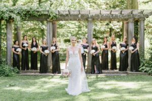 The Grove NJ Elegant Wedding Classic Glam Black White Gold Pink Color Scheme Black Tie New Jersey Love Bride Groom Marble Staircase husband and wife van vleck gardens fun cute portraits bridal party