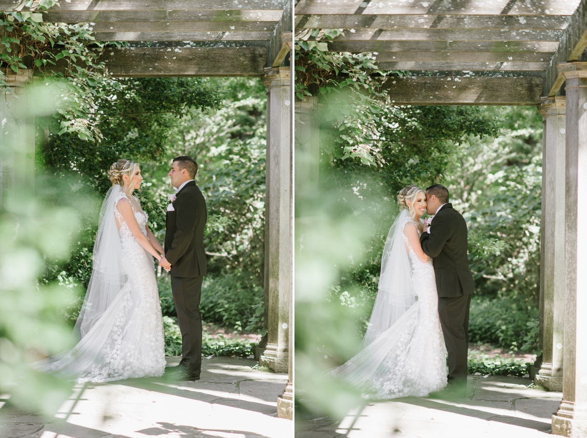 The Grove NJ Elegant Wedding Classic Glam Black White Gold Pink Color Scheme Black Tie New Jersey Love Bride Groom Marble Staircase husband and wife van vleck gardens fun cute portraits 