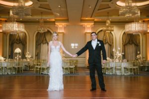 The Grove NJ Elegant Wedding Classic Glam Black White Gold Pink Color Scheme Black Tie New Jersey Love Bride Groom Marble Staircase ballroom dancefloor