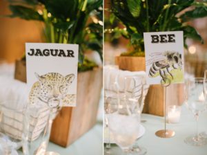 Jaguar Bee Centerpiece Table Cards Peace Lilies Bronx Zoo Wedding Animal Lovers Keystone Endangered Species Environmentalists No Waste Wedding