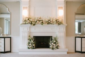 fireplace flowers Edgewood Country Club Wedding Blushtones