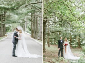 tall trees greenery bride and groom Ashford Estate Fall Wedding faye and renee florals flowers fountain elegant classic clean and modern estate mansion