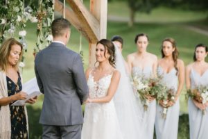 outdoor ceremony bride and groom Bear Brook Valley Wedding