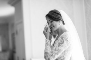 Bride getting ready crying at The Ashford Estate